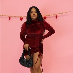 Velvet mockneck mini dress